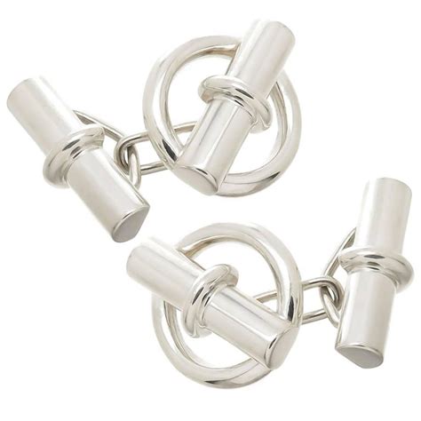 Hermes Vintage Sterling Silver Chaine D'Ancre Cufflinks 